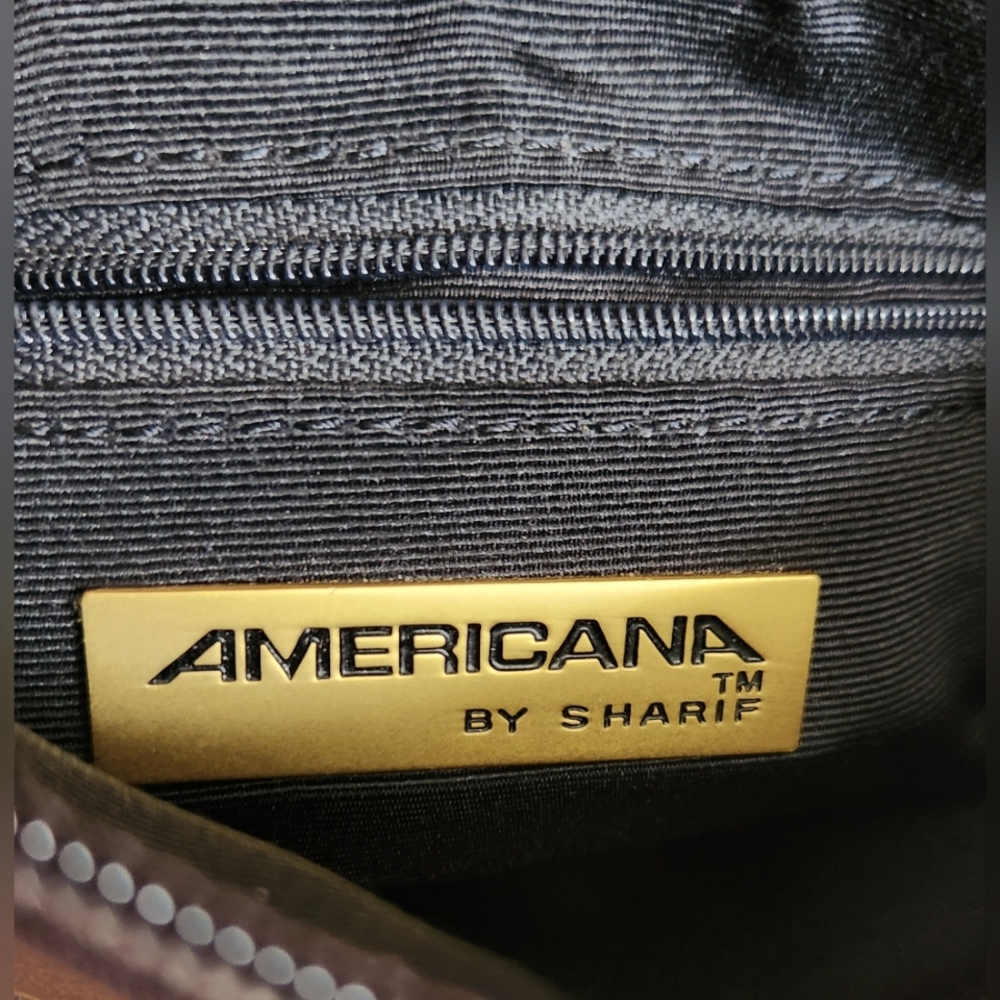 Americana By Sharif Crossbody Leather Purse Dark Chocolate Brown Matte Goldtone - Picture 6 of 7